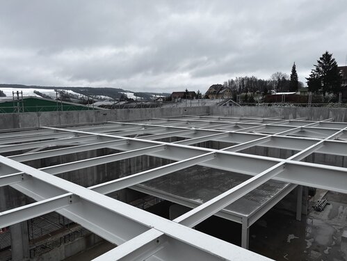 Die Baustelle Haslimann nähert sich mit grossen Schritten dem Ende des Rohbaus.
